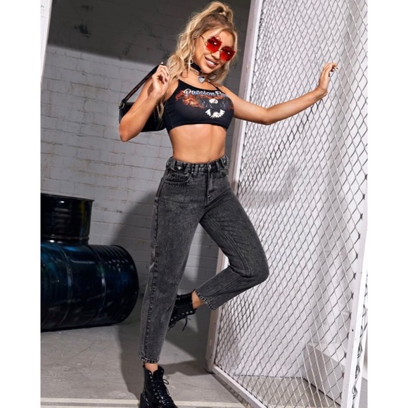 SHEIN Denim - Black High Waisted Mom Jeans